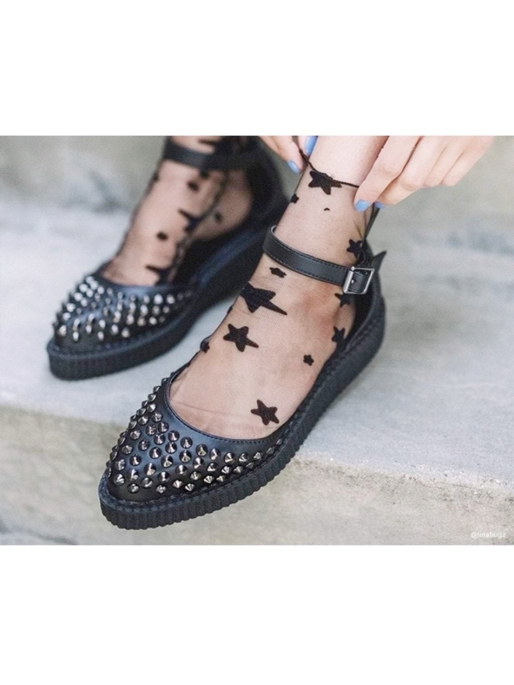 TUK skin Black Vegan Leather Pointed Studded Sandals 8 Vamp Grunge Spikes